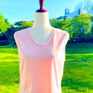 🌸Adidas Climalite Sleeveless V-neck Athletic Top, Size L, Light Pink